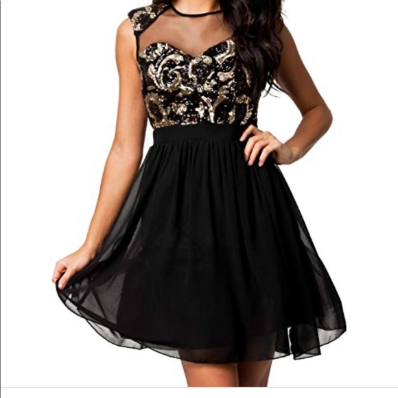 Fits 2-4 black skater chiffon sequins mini - Picture 5 of 12